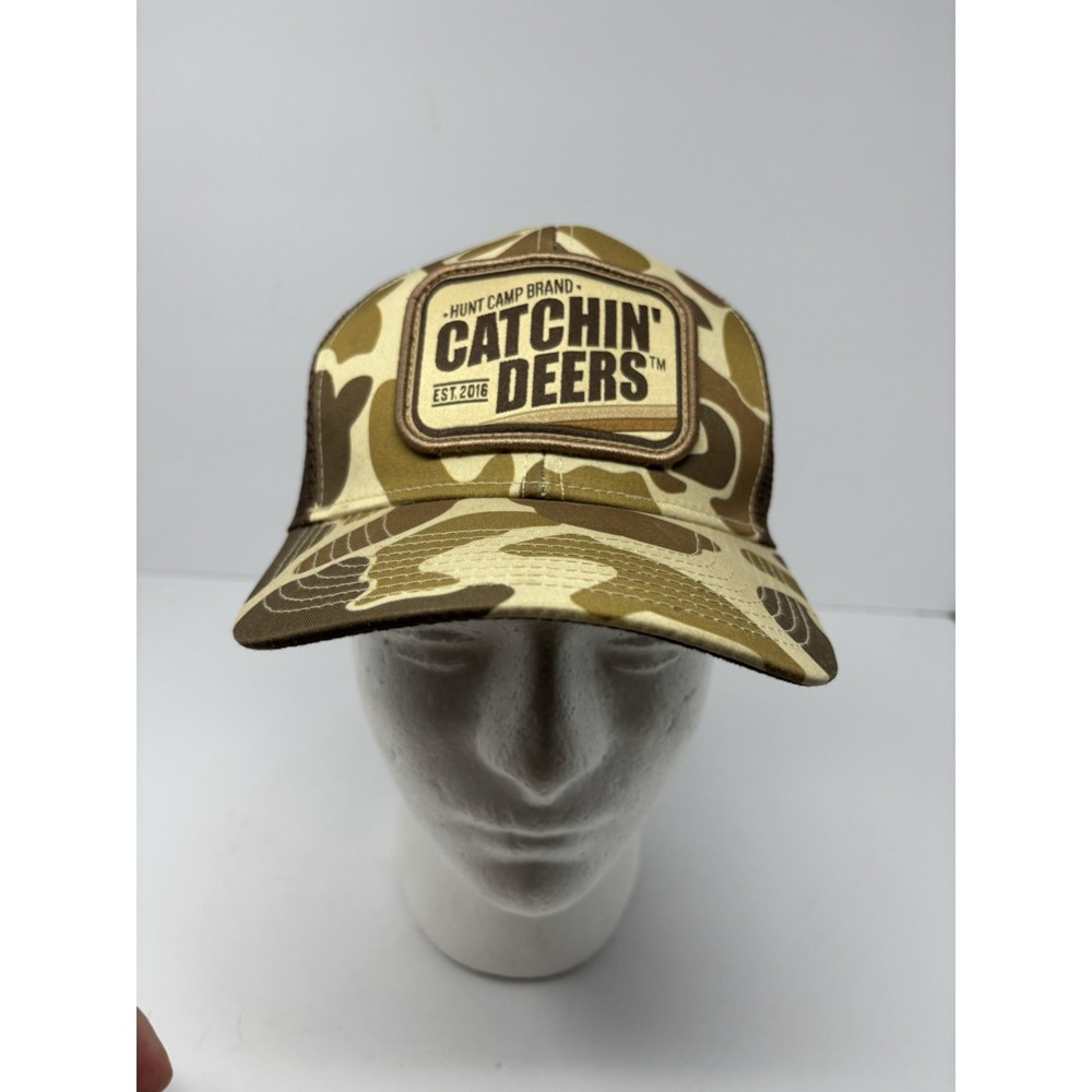 Catchin' Deers Trucker Cap Mens One Size Brown Camouflage Patch Snapback